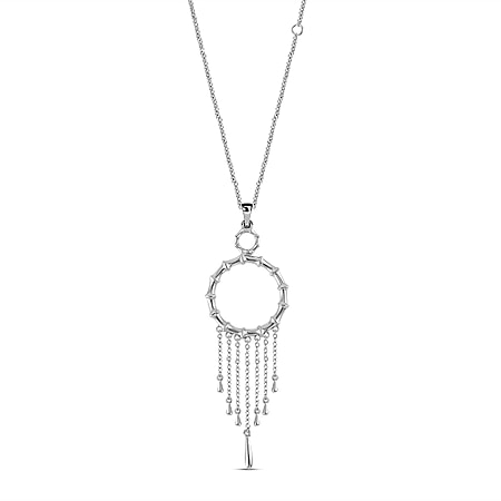 Lucy Q Bamboo Collection - Pendant with Chain (Size - 18/24/30) in Rhodium Overlay Sterling Silver, Silver Wt. 7 Gms