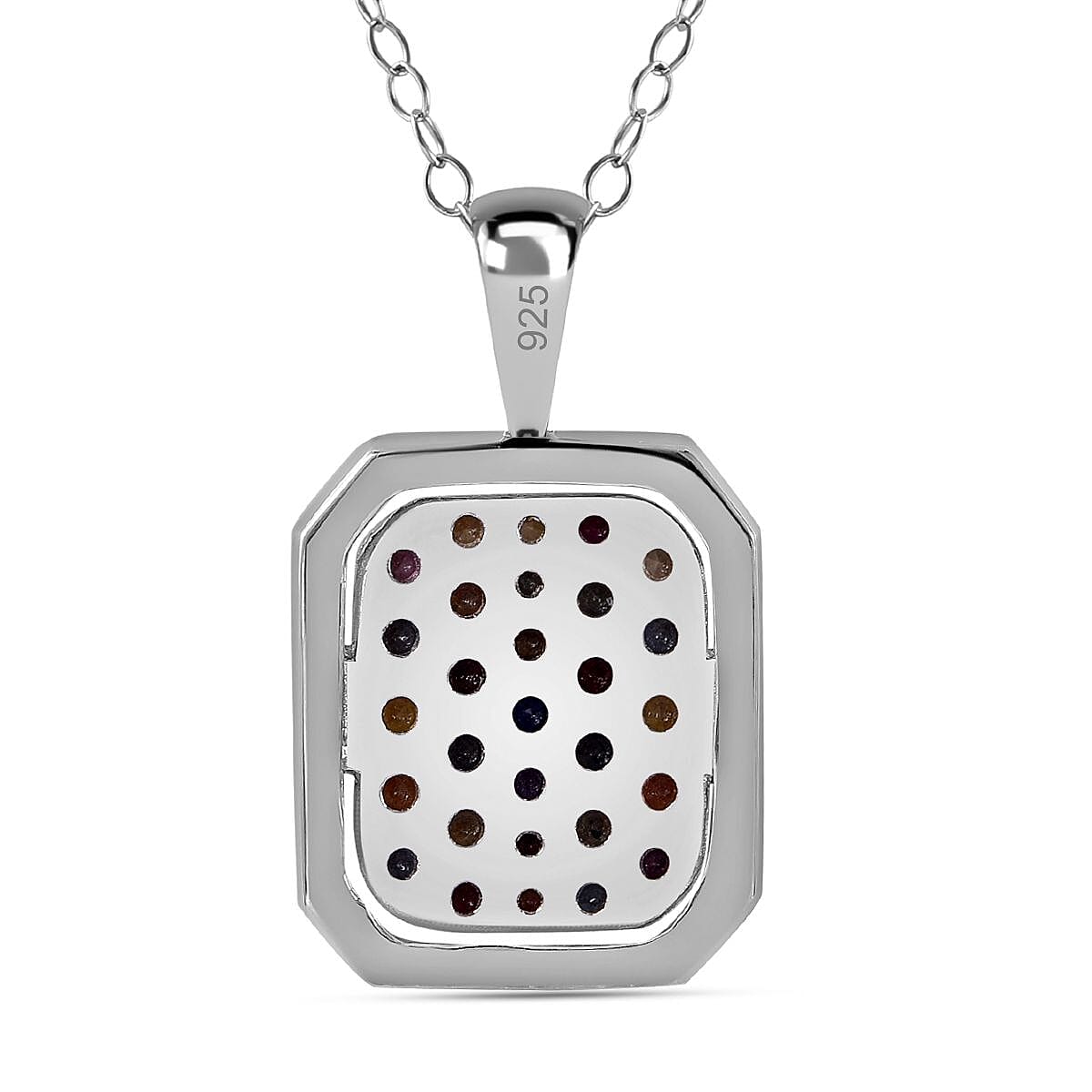 Multi Sapphire and Natural Zircon Halo Pendant with Chain (Size 20) in Platinum Overlay Sterling Silver 2.52 Ct