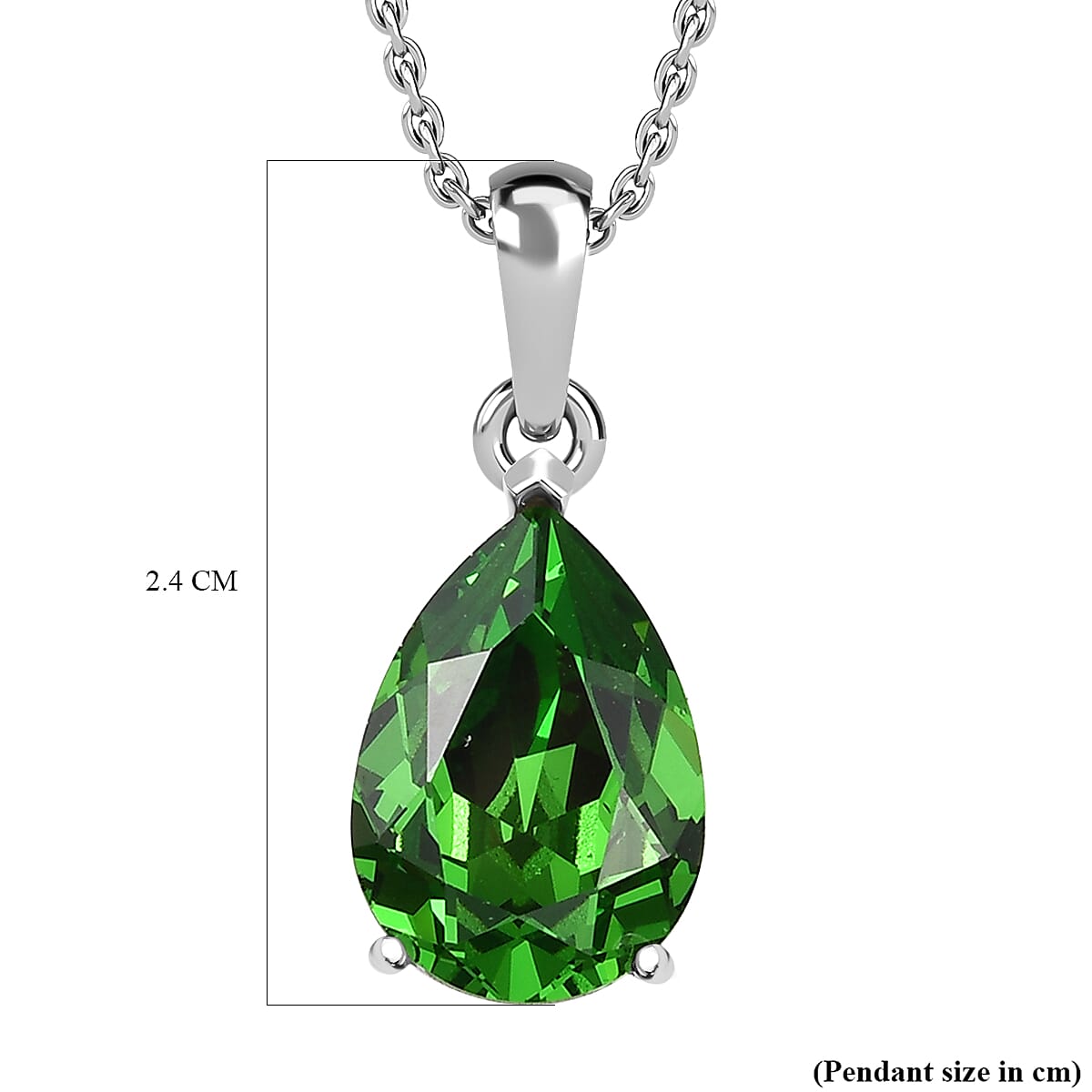 Fern Green Austrian Crystal Platinum Overlay Sterling Silver Solitaire Pendant & Free Chain with Magnetic Clasp