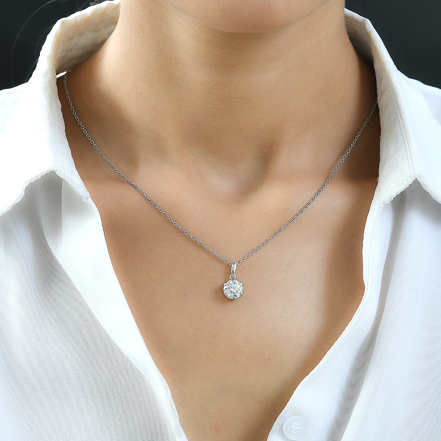 2 Piece Set - Moissanite Pendant With Chain (size 20) 1.69 Ct