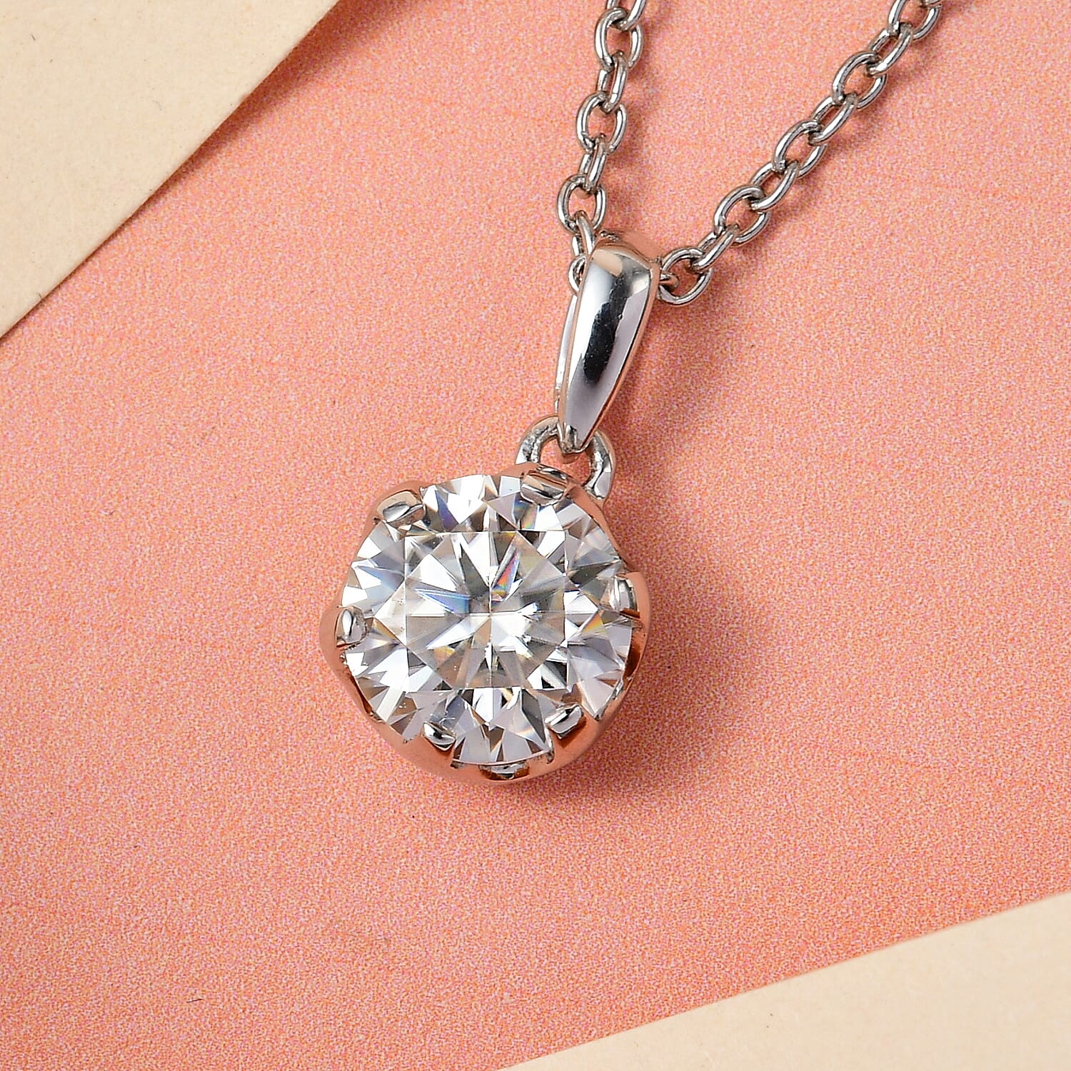 2 Piece Set - Moissanite Pendant With Chain (size 20) 1.69 Ct