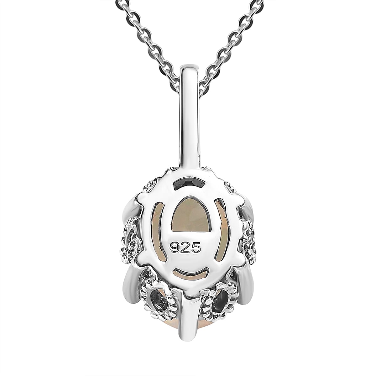 Ethiopian Welo Opal Pendant with Chain (Size 20) in Platinum Overlay Sterling Silver 1.12 Ct.