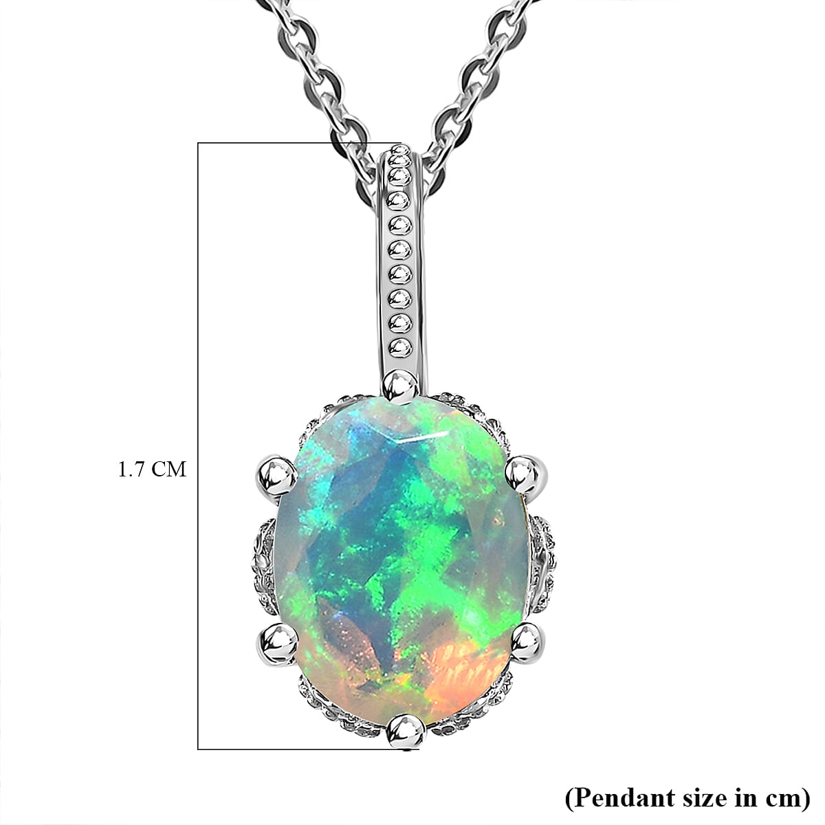 Ethiopian Welo Opal Pendant with Chain (Size 20) in Platinum Overlay Sterling Silver 1.12 Ct.