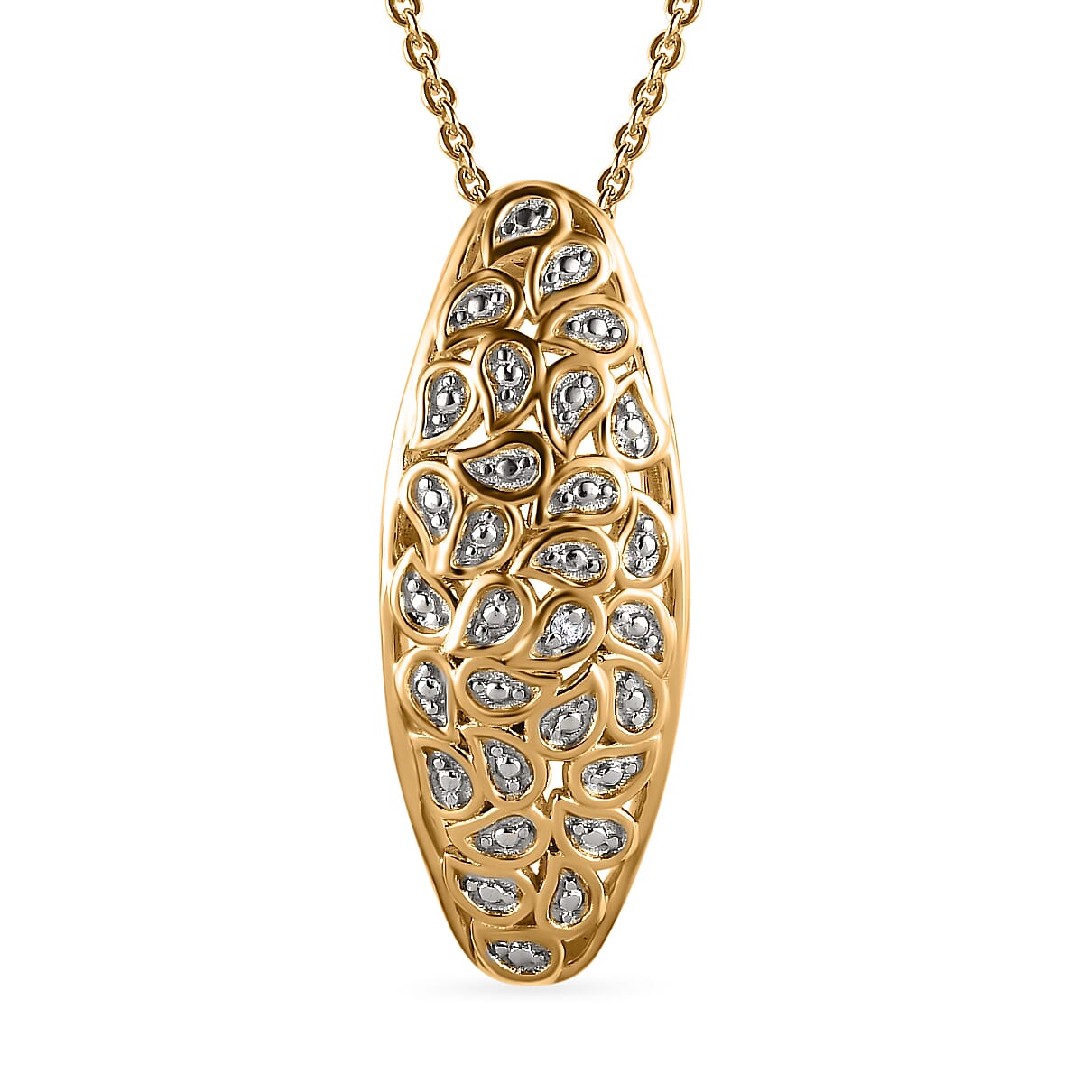 Diamond Pendant with Chain (Size 20) in 18K Vermeil Yellow Gold Plated Sterling Silver 0.010 Ct.