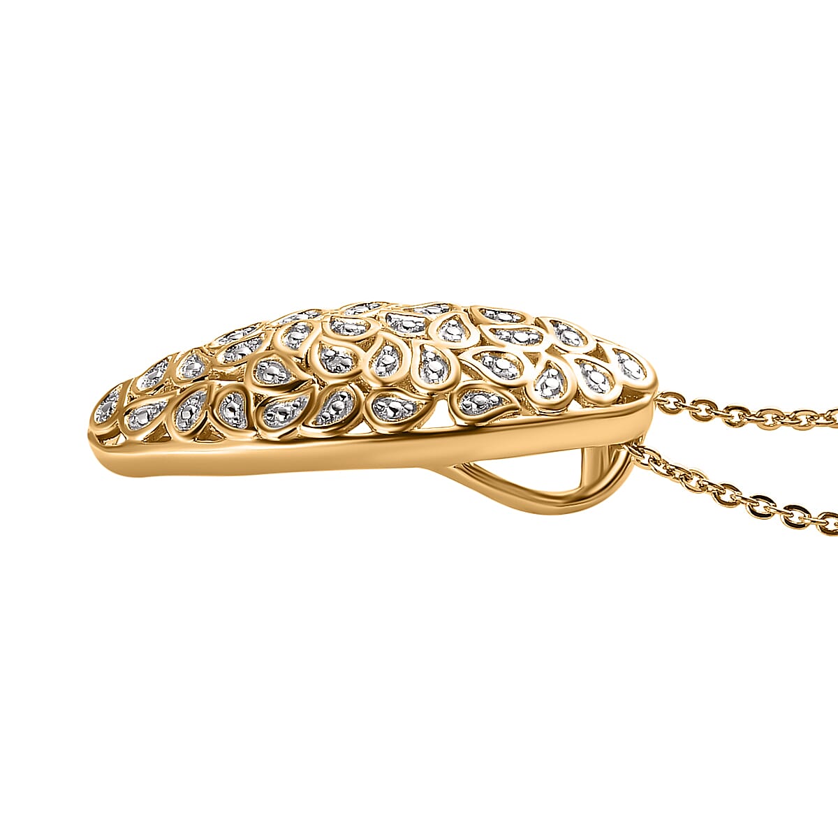 Diamond Pendant with Chain (Size 20) in 18K Vermeil Yellow Gold Plated Sterling Silver 0.010 Ct.