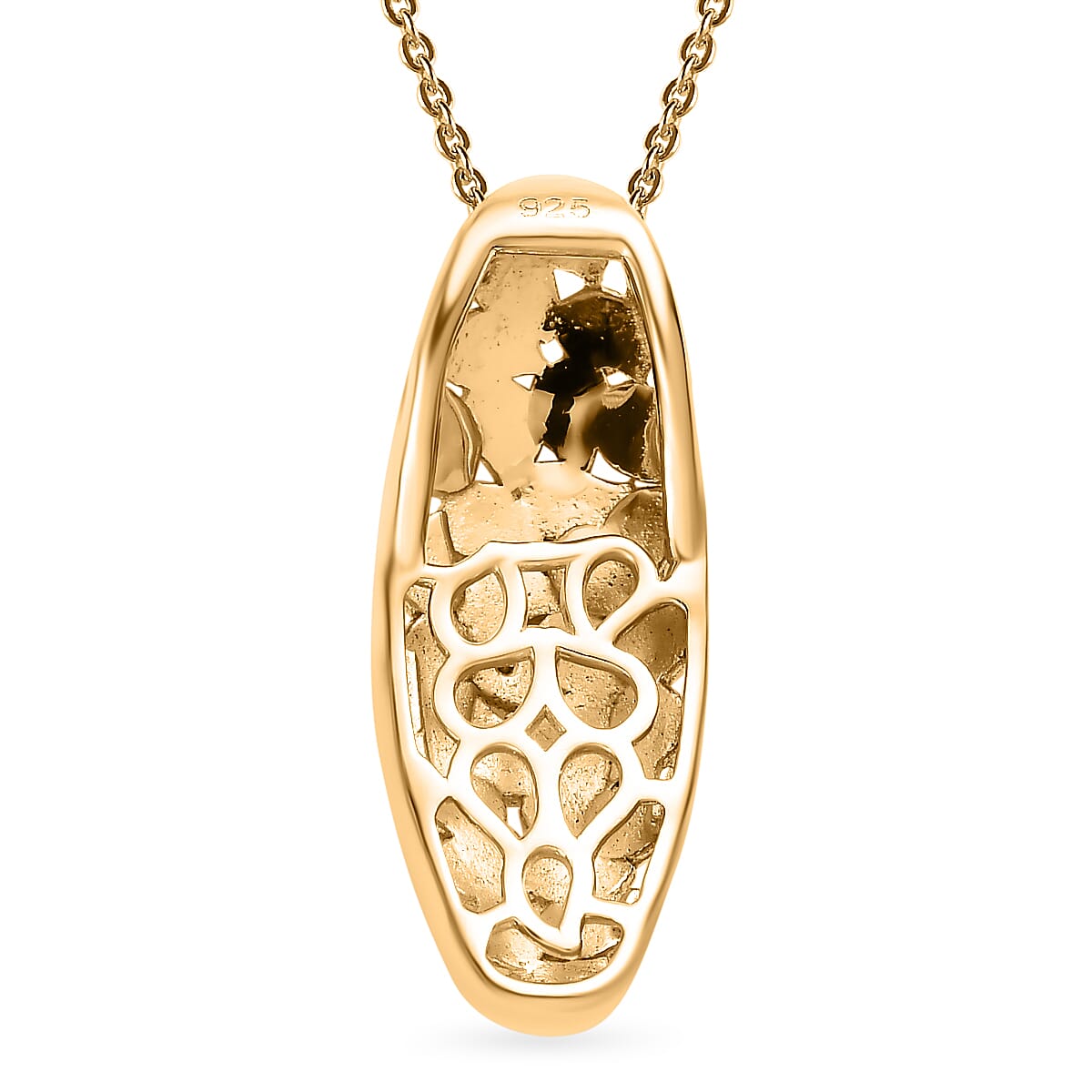 Diamond Pendant with Chain (Size 20) in 18K Vermeil Yellow Gold Plated Sterling Silver 0.010 Ct.
