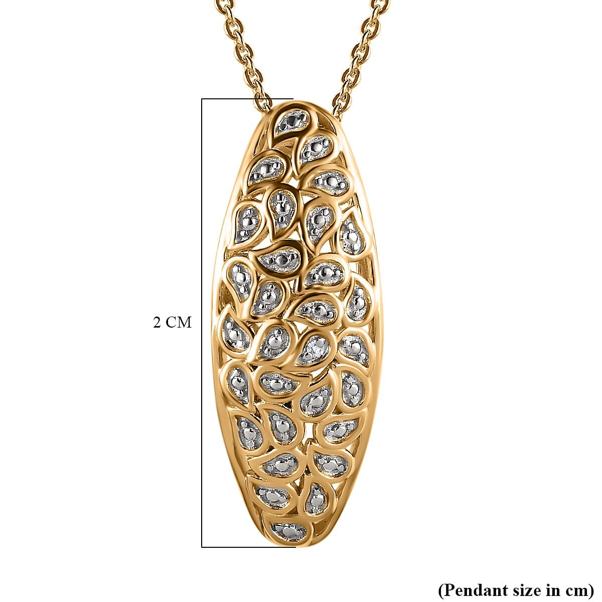 Diamond Pendant with Chain (Size 20) in 18K Vermeil Yellow Gold Plated Sterling Silver 0.010 Ct.