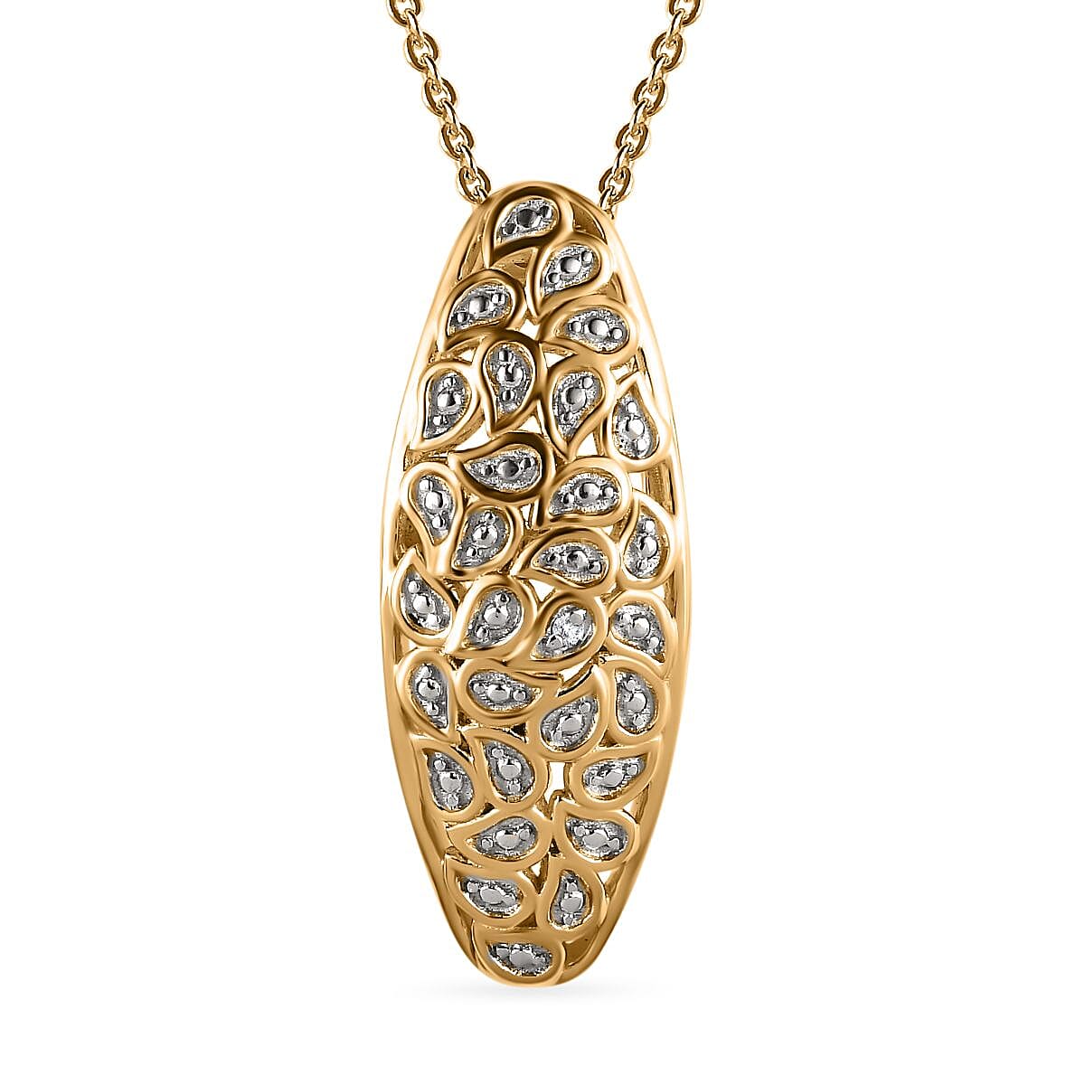 Diamond Pendant with Chain (Size 20) in 18K Vermeil Yellow Gold Plated Sterling Silver 0.010 Ct.