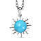 Arizona Sleeping Beauty Turquoise Sunburst Pendant with Chain (Size 20) in Platinum Overlay Sterling Silver 4.22 Ct.