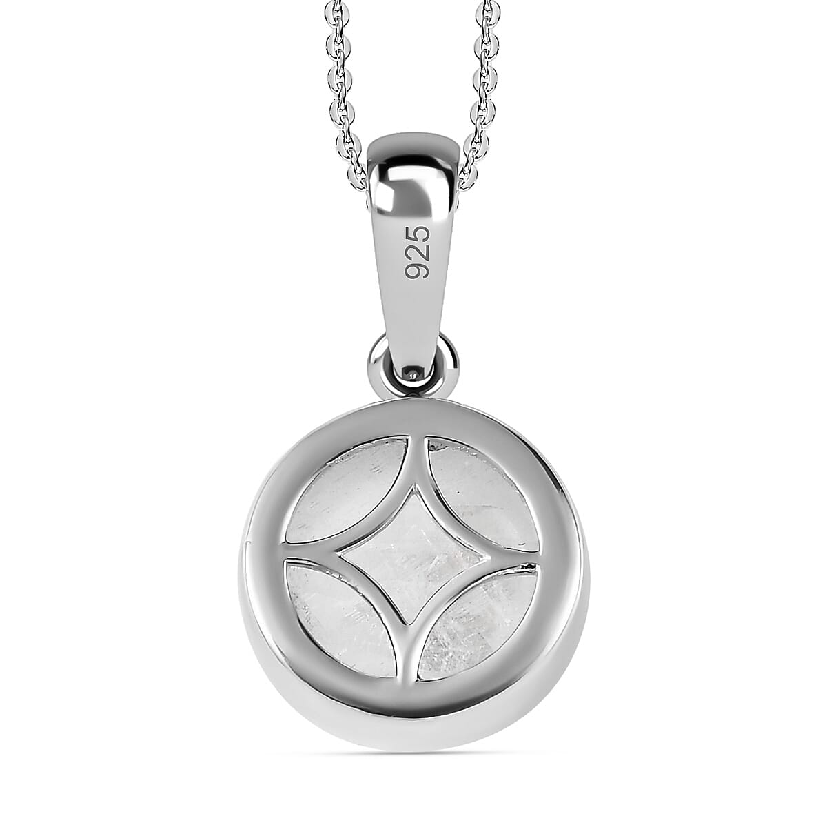 Moon Glow Stone Pendant with Chain (Size 20) in Platinum Overlay Sterling Silver 4.44 Ct.
