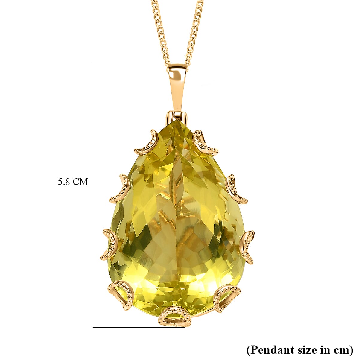 Collectors Edition- Ouro Verde Quartz Pendant with Chain ( 20 Inch)  in Yellow Gold Vermeil Plated Sterling Silver 100 Ct
