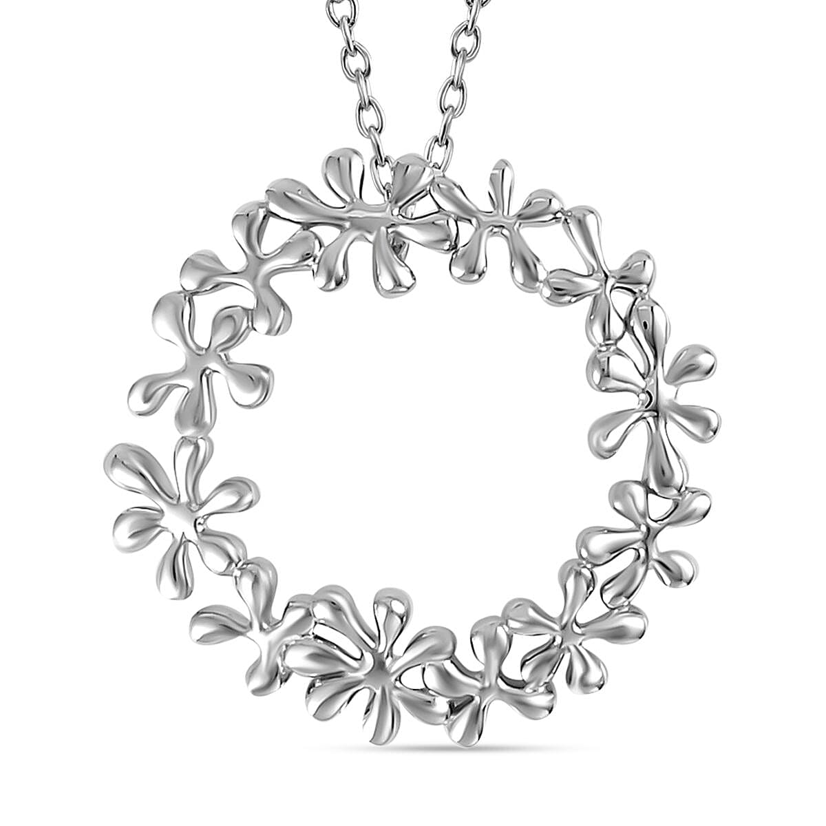 LucyQ Splash Collection - Pendant with Chain (Size - 18-24-30) in Rhodium Overlay Sterling Silver