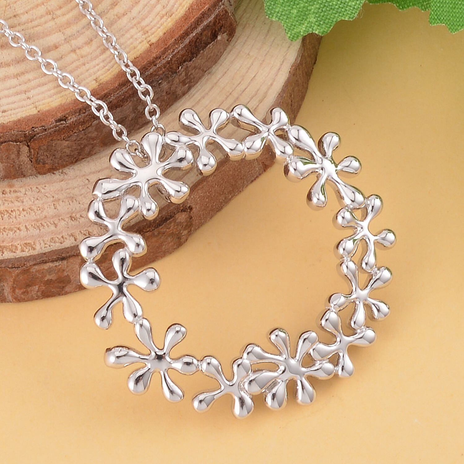 LucyQ Splash Collection - Pendant with Chain (Size - 18-24-30) in Rhodium Overlay Sterling Silver