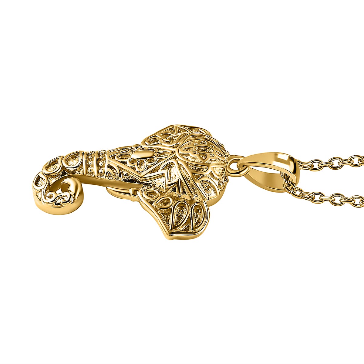 Elephant Pendant with Chain (Size 20) in 18K Gold Vermeil Plated Sterling Silver, Silver Wt. 6.22 Gms