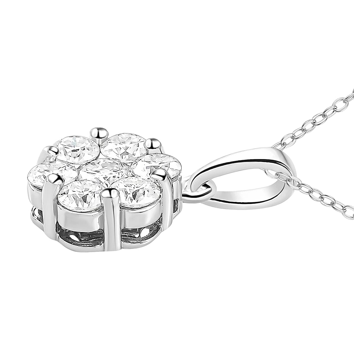 Petalite Platinum Overlay Sterling Silver Cluster Pendant (Size 20) 1.04 Ct