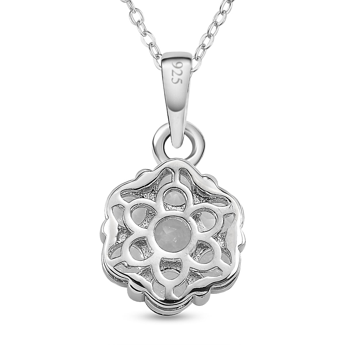 Petalite Platinum Overlay Sterling Silver Cluster Pendant (Size 20) 1.04 Ct