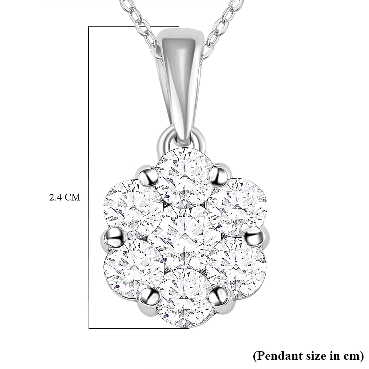 Petalite Platinum Overlay Sterling Silver Cluster Pendant (Size 20) 1.04 Ct