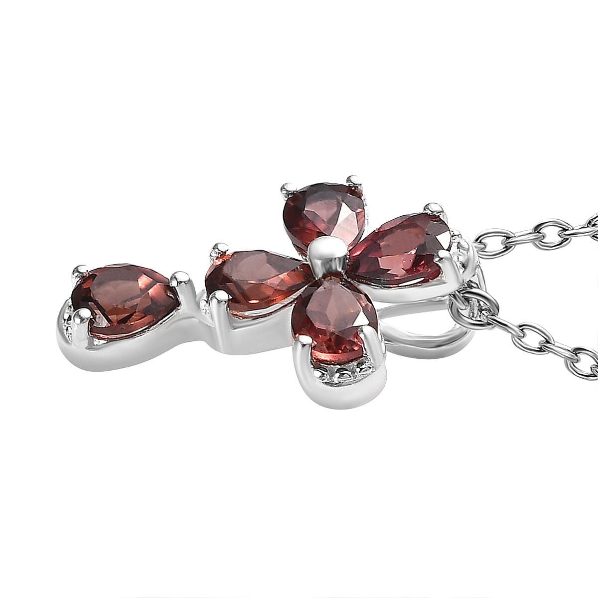 Raspberry Zircon Sterling Silver Cross Pendant with Stainless Steel Chain (Size 20) 1.30 Ct