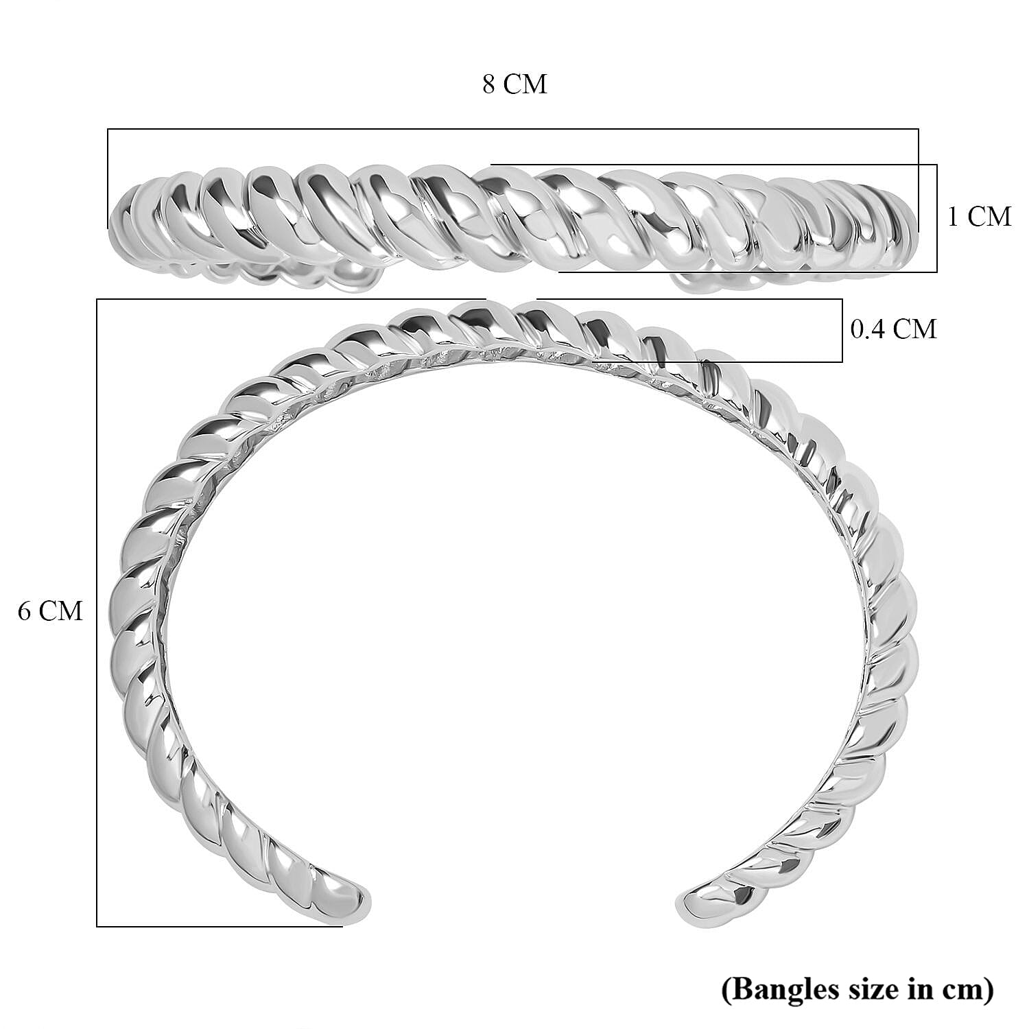 2 Piece Set - Bangle and Earring Pure White Stainless Steel