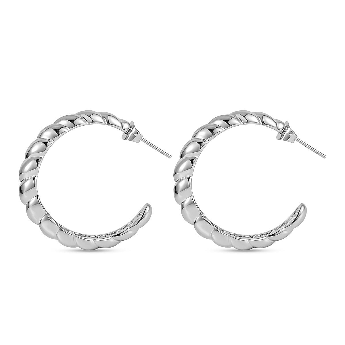 2 Piece Set - Bangle and Earring Pure White Stainless Steel