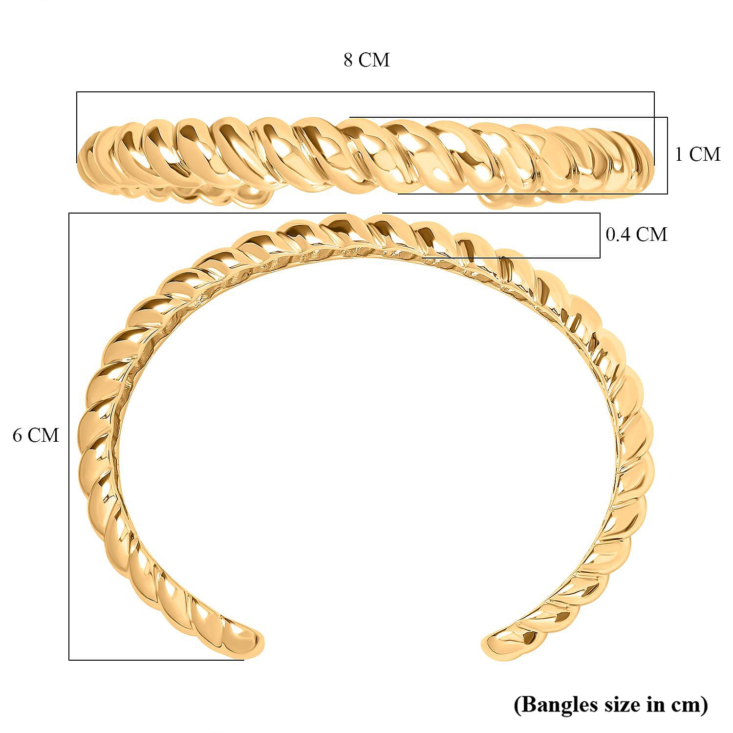 Designer Close Out- 2 Piece Set of Twisted Open Bangle (Size 7.5) and Earrings