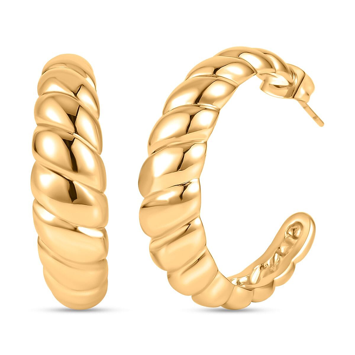 Designer Close Out- 2 Piece Set of Twisted Open Bangle (Size 7.5) and Earrings