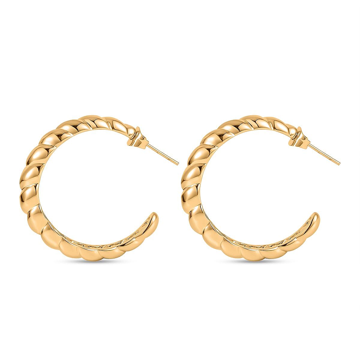 Designer Close Out- 2 Piece Set of Twisted Open Bangle (Size 7.5) and Earrings