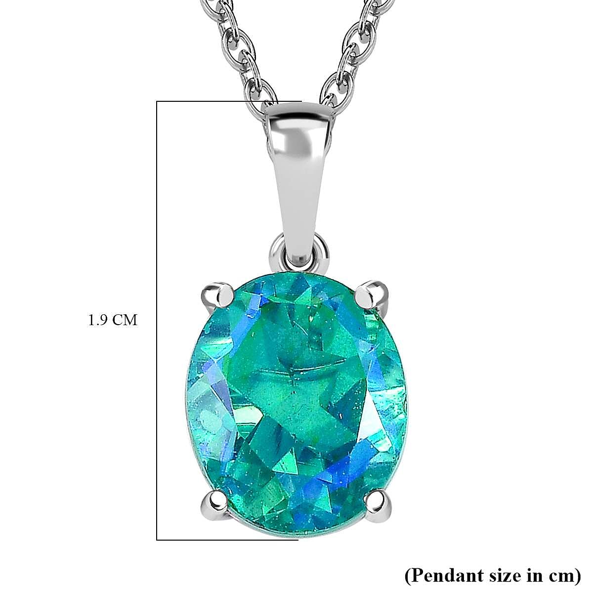 Peacock Quartz Solitaire Pendant with Chain (Size - 20) in Platinum Overlay Sterling Silver 5.00 Ct.