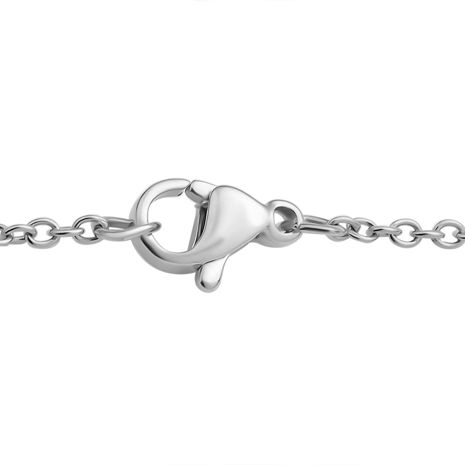 Peacock Quartz & Blue Zircon Platinum Overlay Sterling Silver Pendant with Stainless Steel Chain (Size 20) 3.05 Ct.