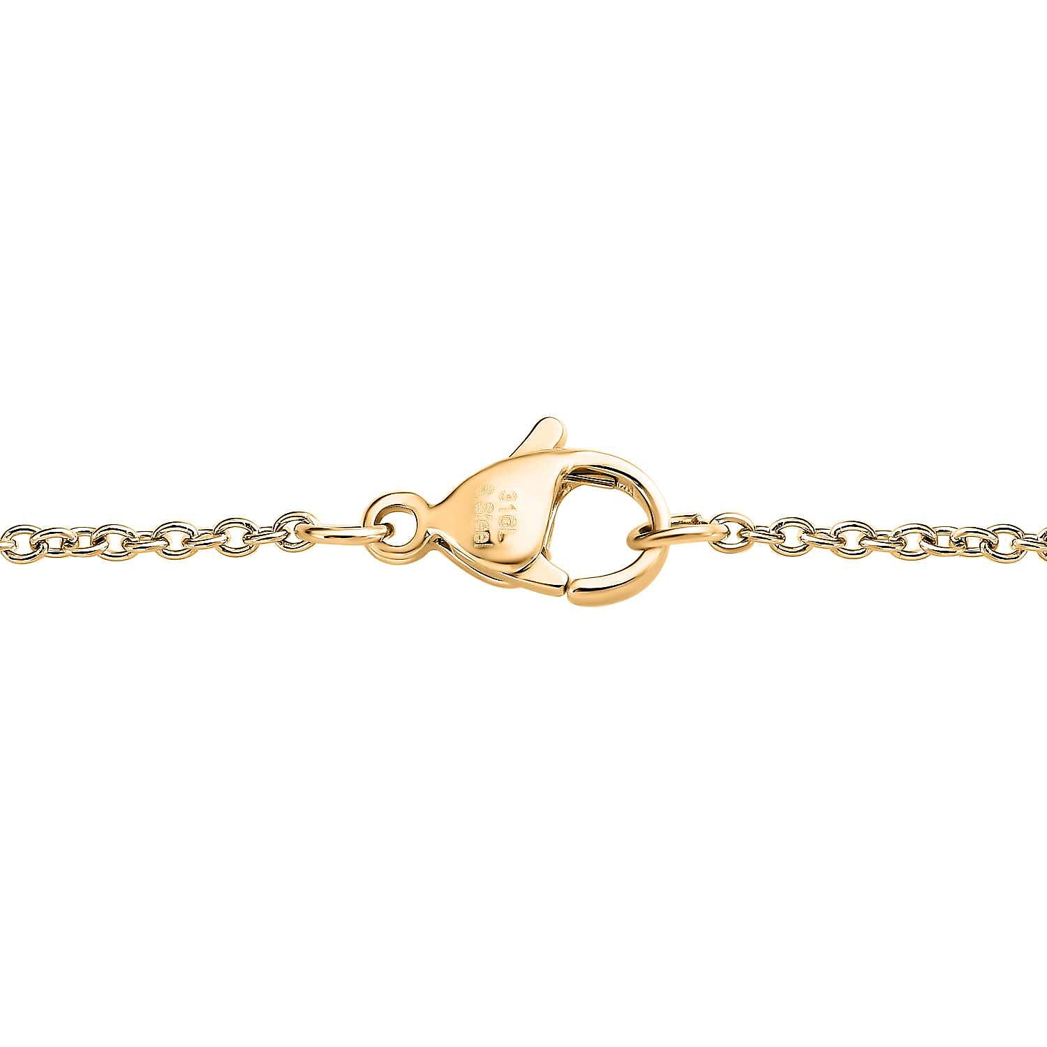 Peacock Quartz in 18K Vermeil Yellow Gold Plated Sterling Silver Solitaire Pendant with Stainless Steel Chain (Size 20) 3.17 Ct, Silver Wt. 5.11 GM