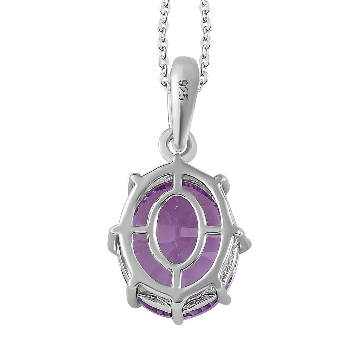 Pink Amethyst Solitaire Pendant with Chain (Size 20) in Platinum Overlay Sterling Silver 3.07 Ct.