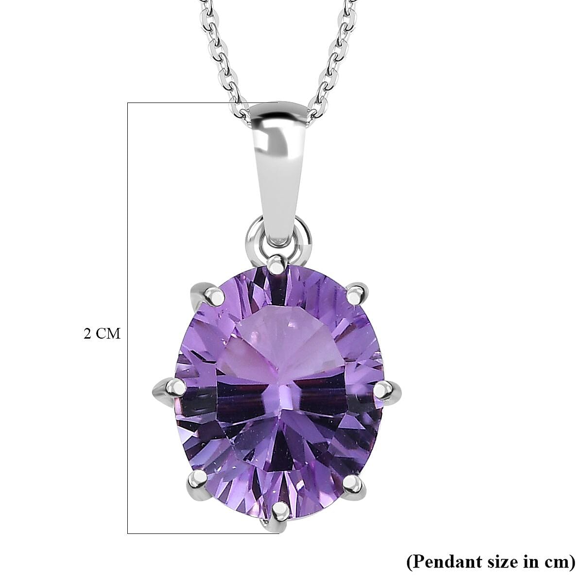 Pink Amethyst Solitaire Pendant with Chain (Size 20) in Platinum Overlay Sterling Silver 3.07 Ct.