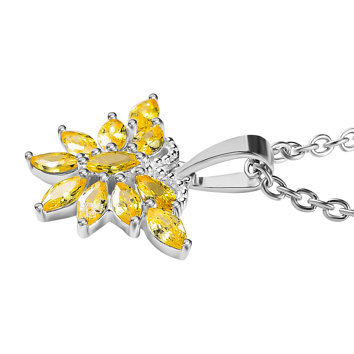 Simulated Yellow Sapphire Sterling Silver Butterfly Pendant with Chain (Size 20) 1.16 Ct.