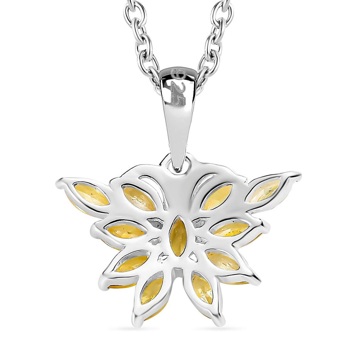 Simulated Yellow Sapphire Sterling Silver Butterfly Pendant with Chain (Size 20) 1.16 Ct.