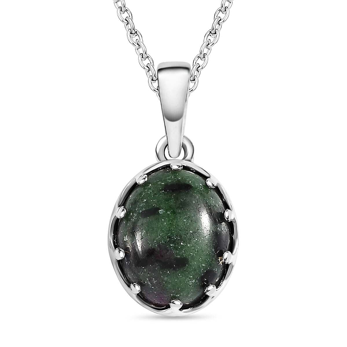 Ruby Zoisite Platinum Overlay Sterling Silver Pendant with Stainless Steel Chain (Size 20) 3.00 Ct