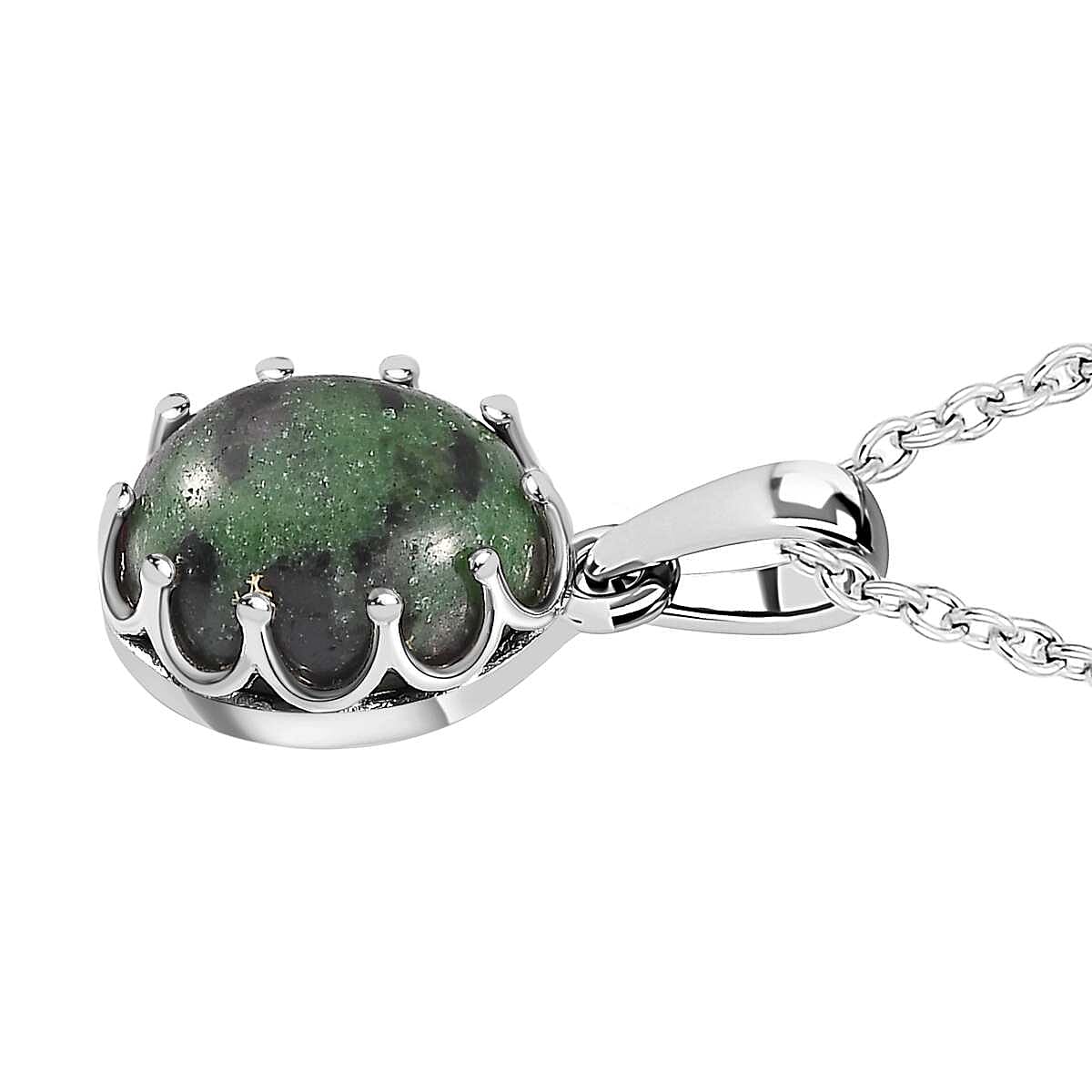 Ruby Zoisite Platinum Overlay Sterling Silver Pendant with Stainless Steel Chain (Size 20) 3.00 Ct