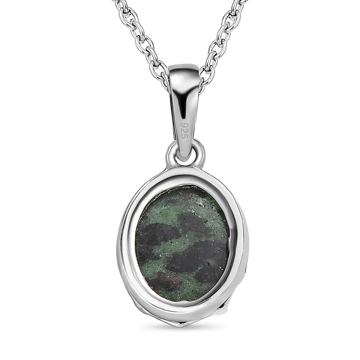 Ruby Zoisite Platinum Overlay Sterling Silver Pendant with Stainless Steel Chain (Size 20) 3.00 Ct