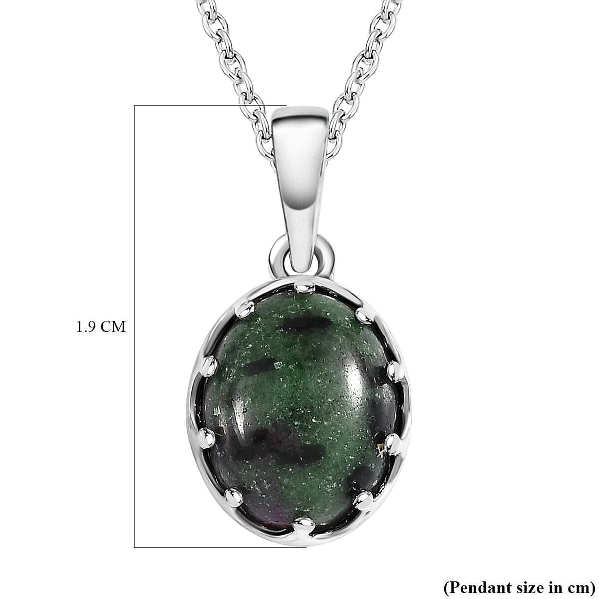 Ruby Zoisite Platinum Overlay Sterling Silver Pendant with Stainless Steel Chain (Size 20) 3.00 Ct
