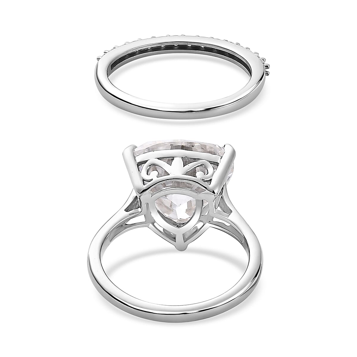 Set of 2 - Moissanite Ring in Platinum Overlay Sterling Silver 5.24 Ct.