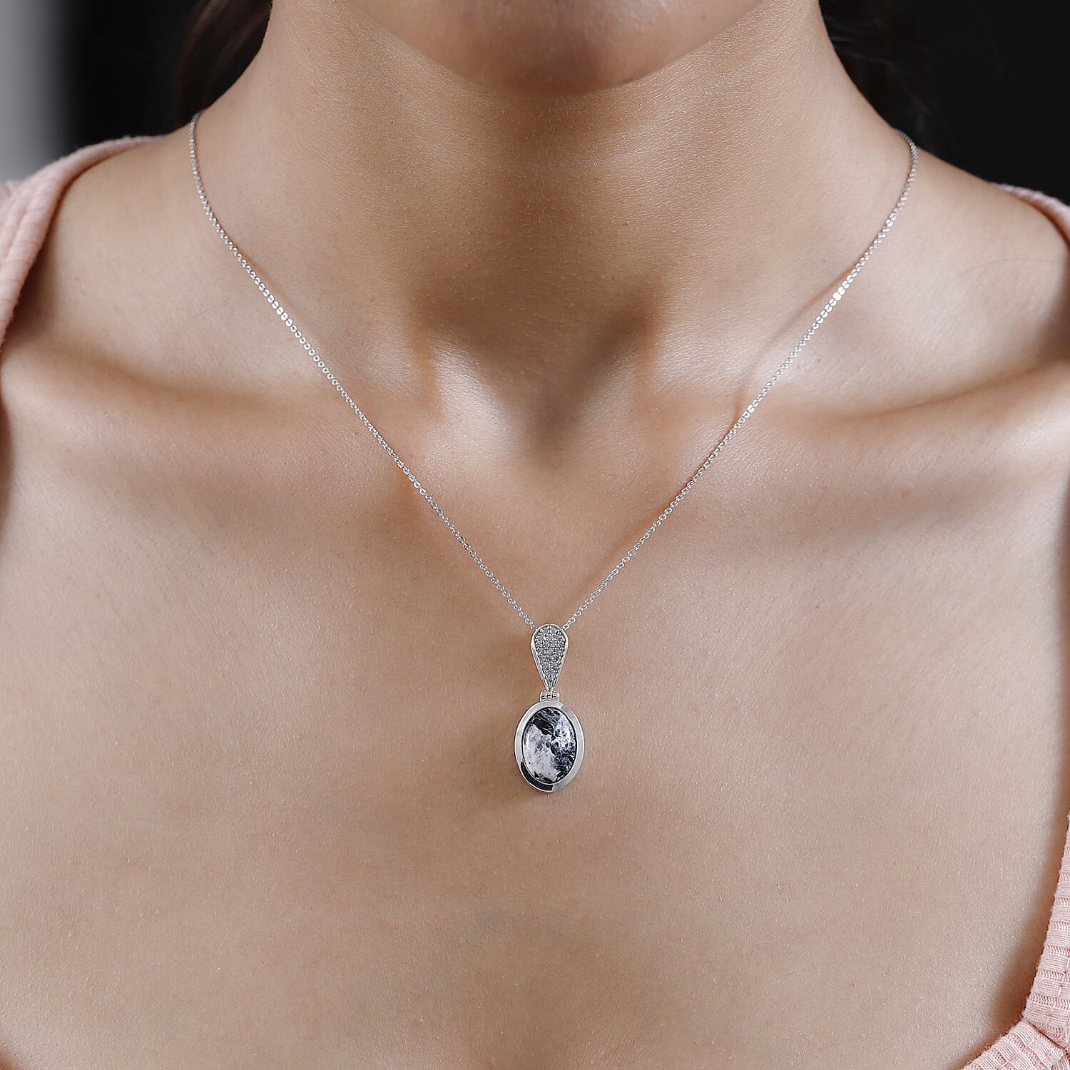 White Buffalo and Natural Zircon Pendant with Chain (Size 20) in Platinum Overlay Sterling Silver 6.26 Ct