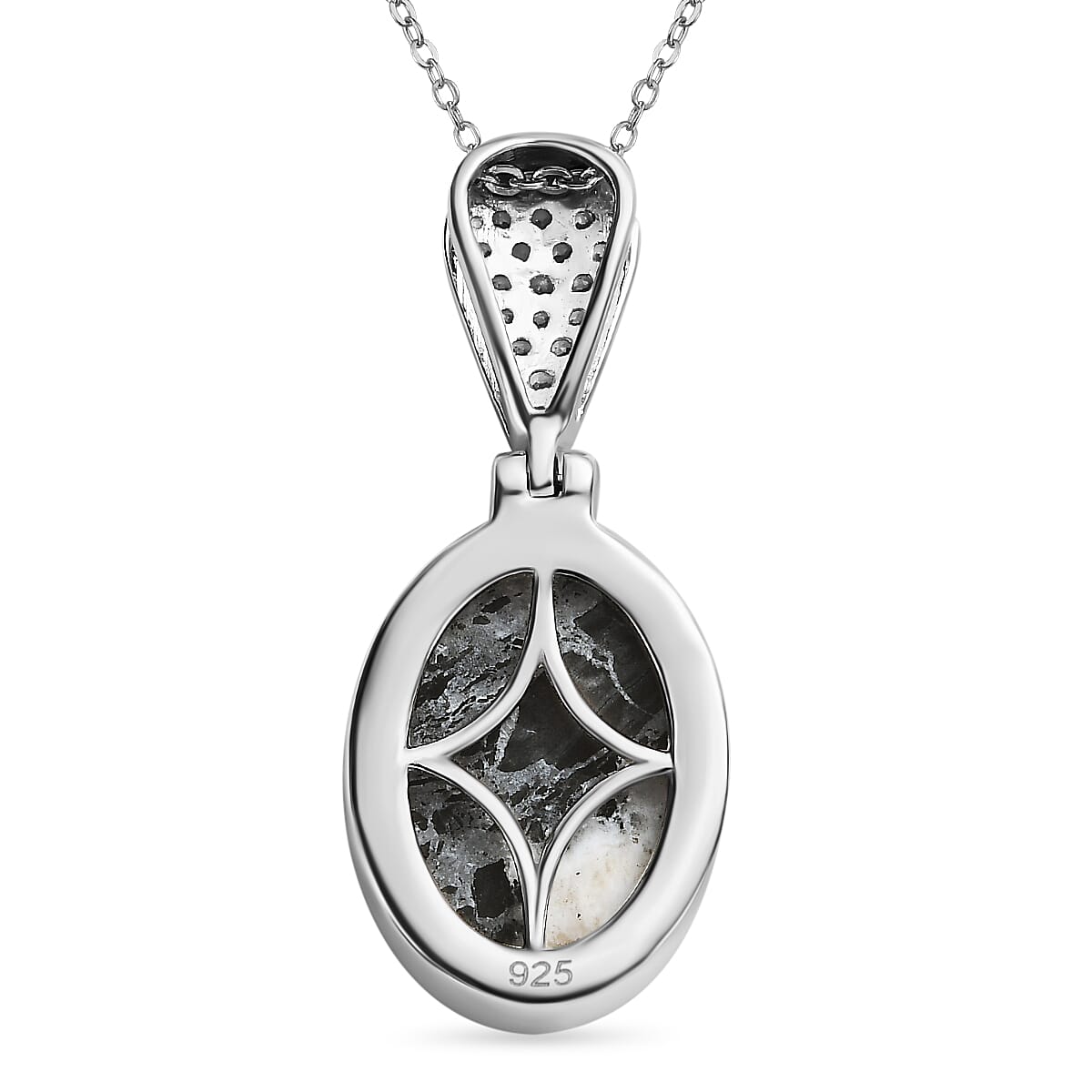 White Buffalo and Natural Zircon Pendant with Chain (Size 20) in Platinum Overlay Sterling Silver 6.26 Ct