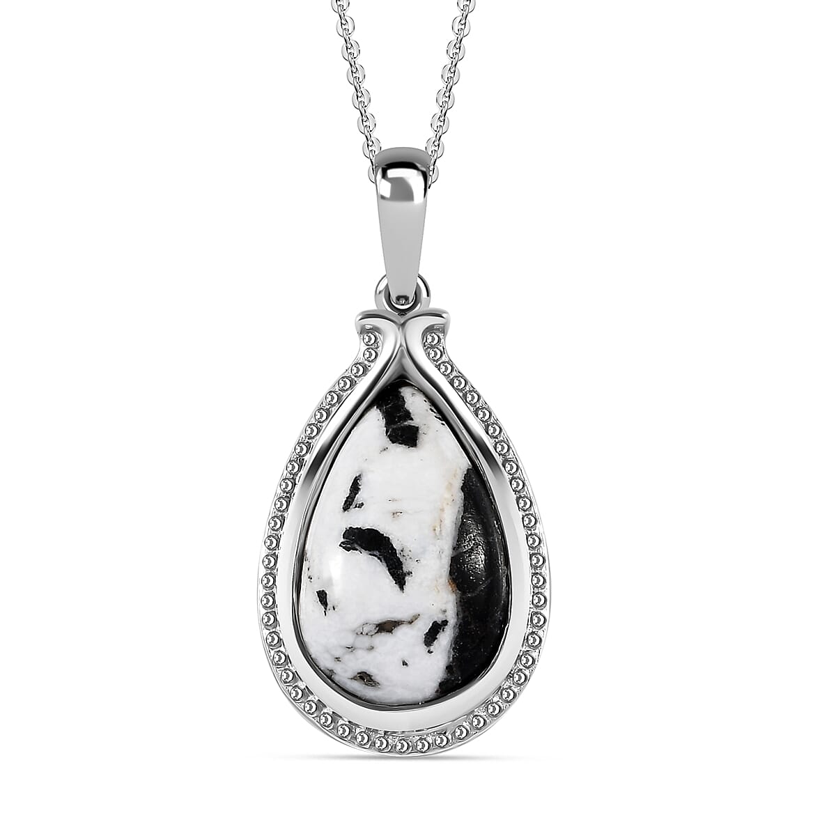 White Buffalo Pendant with Chain (Size 20) in Platinum Overlay Sterling Silver 6.74 Ct, Silver  Wt. 5.65 Gms