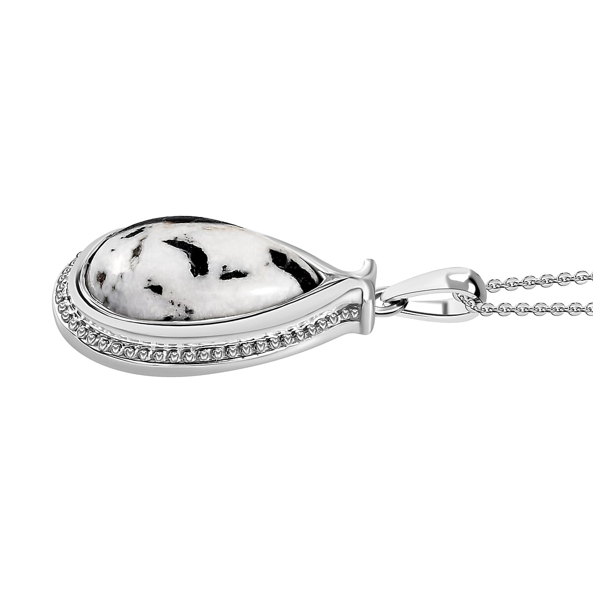White Buffalo Pendant with Chain (Size 20) in Platinum Overlay Sterling Silver 6.74 Ct, Silver  Wt. 5.65 Gms