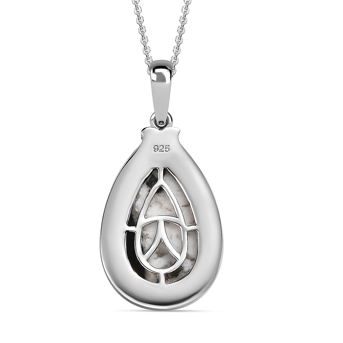 White Buffalo Pendant with Chain (Size 20) in Platinum Overlay Sterling Silver 6.74 Ct, Silver  Wt. 5.65 Gms