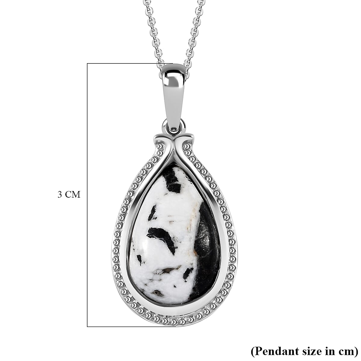 White Buffalo Pendant with Chain (Size 20) in Platinum Overlay Sterling Silver 6.74 Ct, Silver  Wt. 5.65 Gms