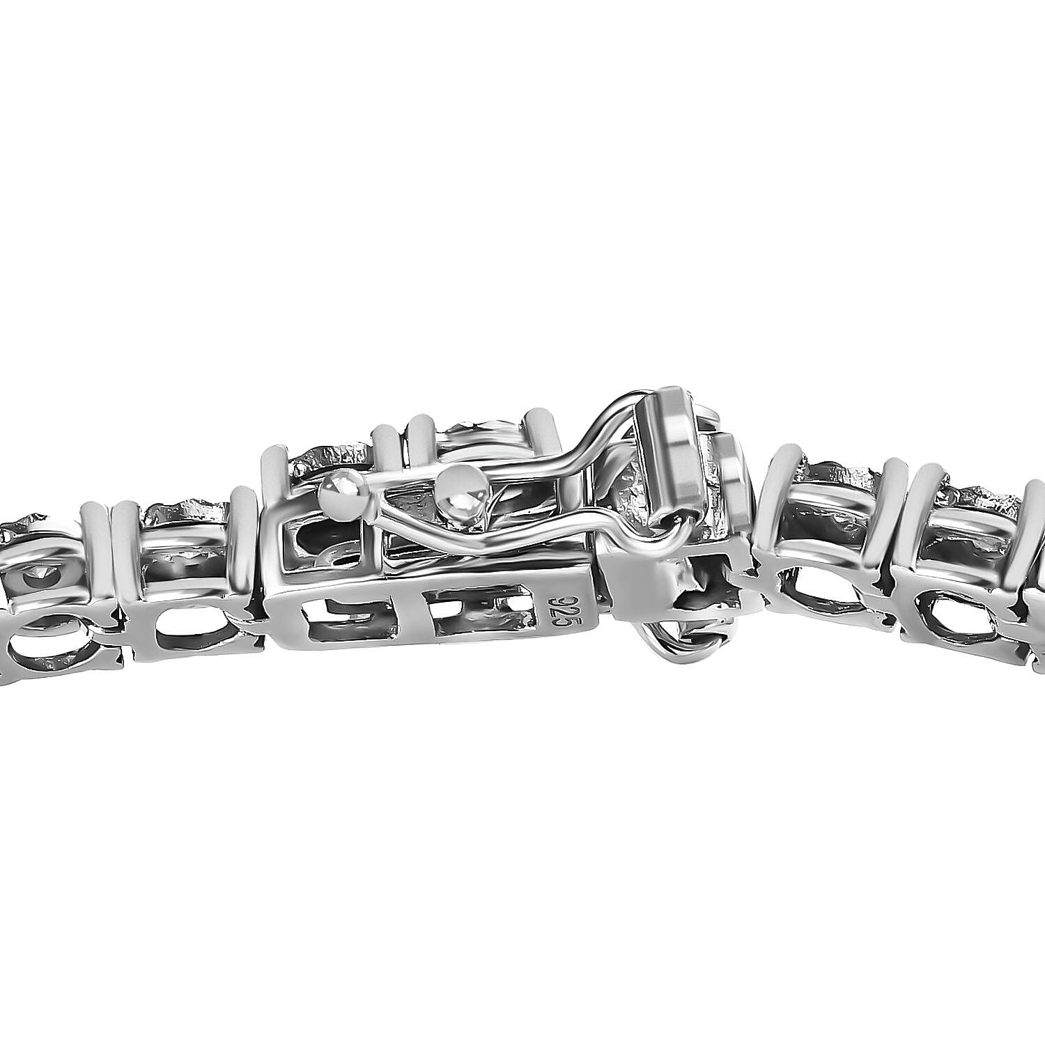 Cyber Monday Deal - 3 Piece Set - Diamond (0.250ct) Box Bracelet (Size 6.5), Earrings and Pendant in Platinum Overlay Sterling Silver