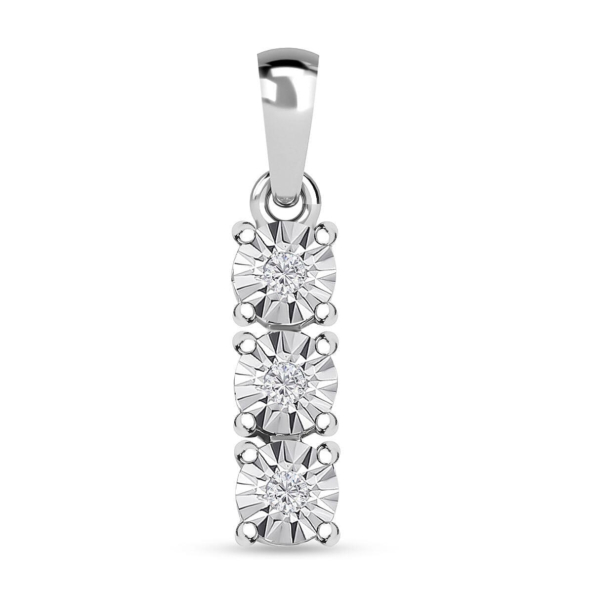 Cyber Monday Deal - 3 Piece Set - Diamond (0.250ct) Box Bracelet (Size 6.5), Earrings and Pendant in Platinum Overlay Sterling Silver