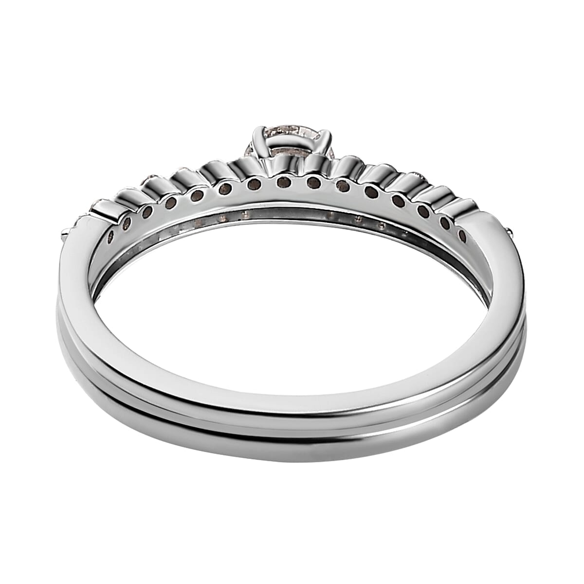 Set of 2 - 9K White Gold SGL Certified Diamond (G-H) Ring 0.50 Ct