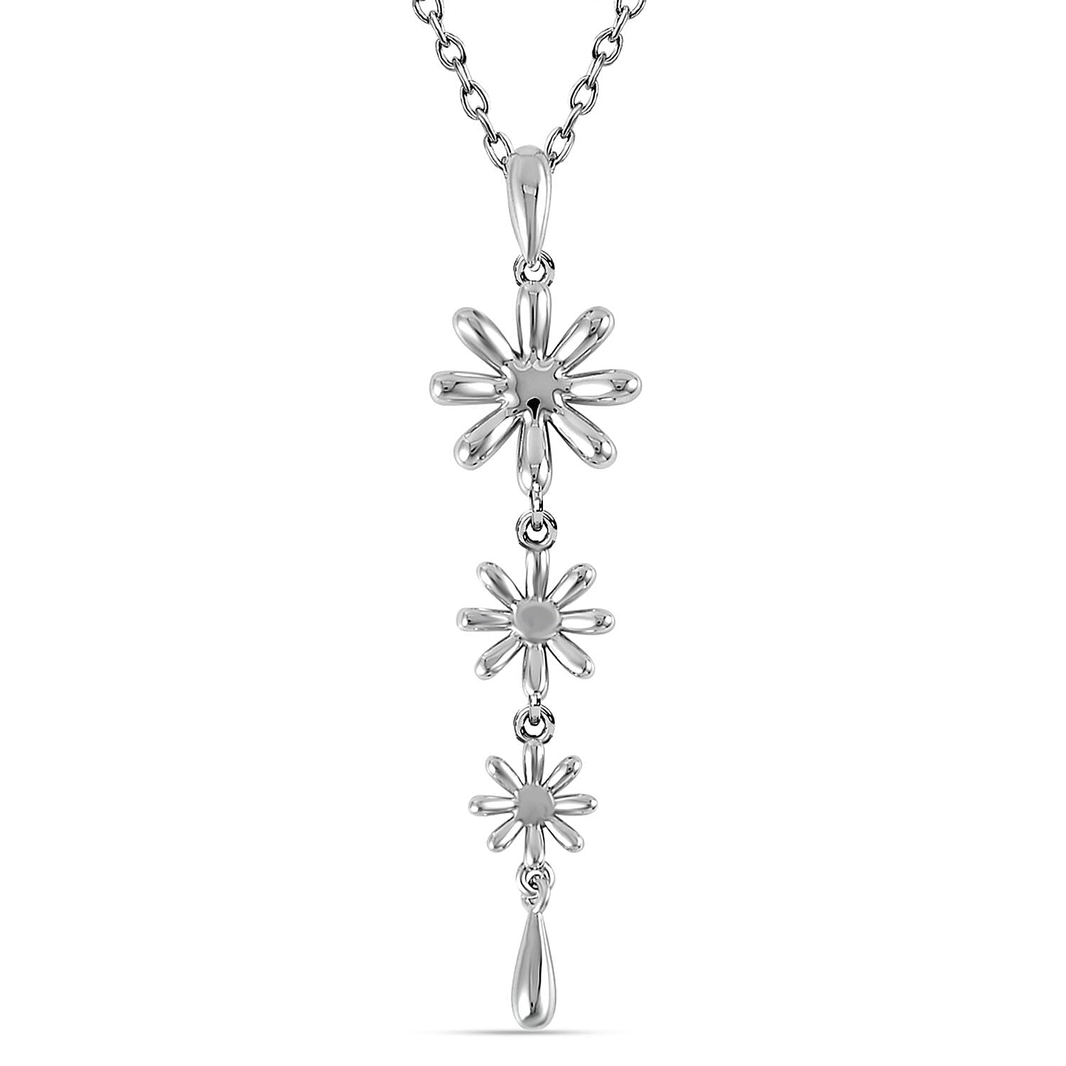 LucyQ Drip Collection - Pendant with Chain (Size 18-22-26) in Rhodium Overlay Sterling Silver