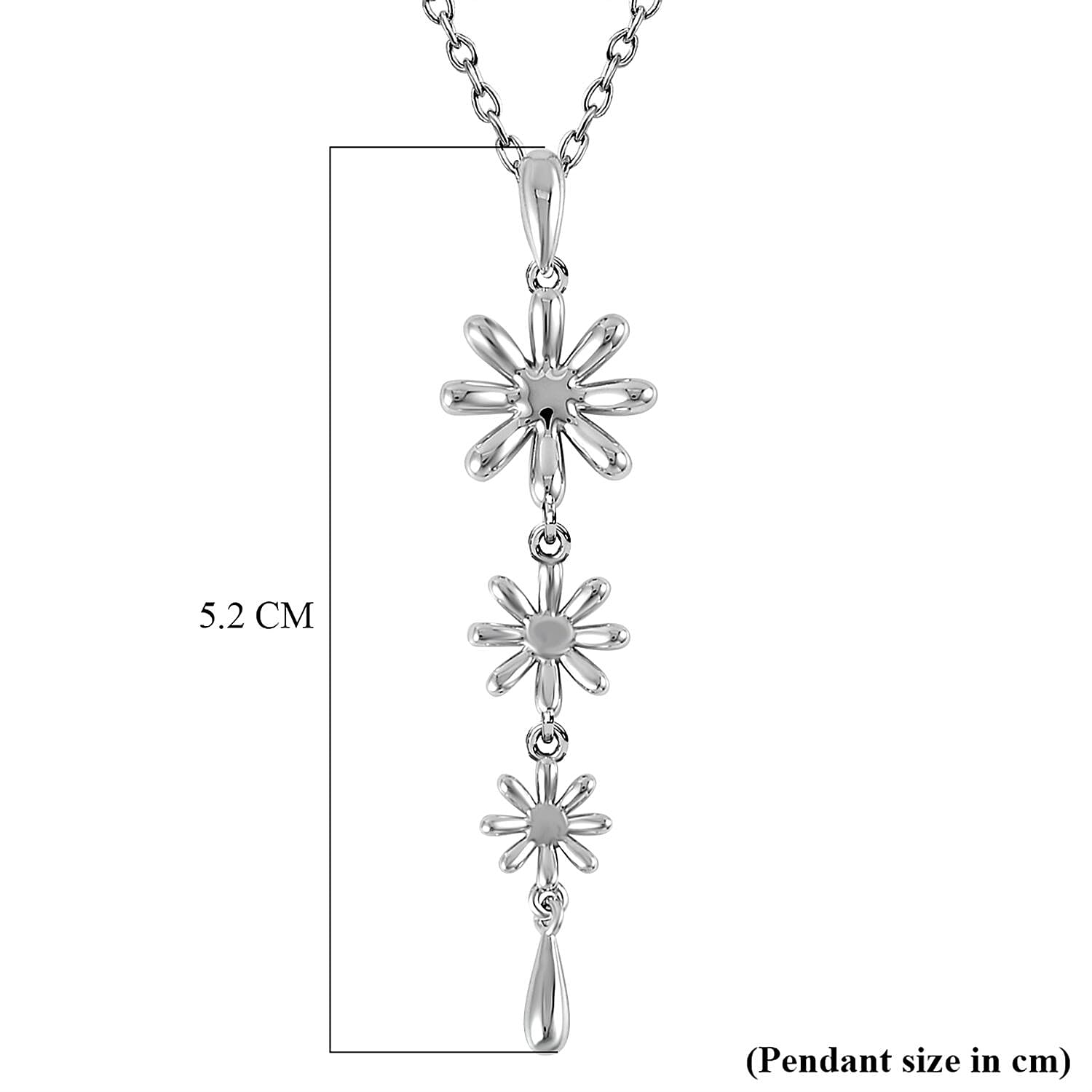 LucyQ Drip Collection - Pendant with Chain (Size 18-22-26) in Rhodium Overlay Sterling Silver